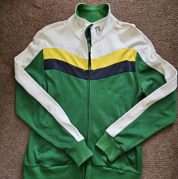 Vintage Sportswear By Guess Men's Large Zip-up Green & White Athletic Jacket